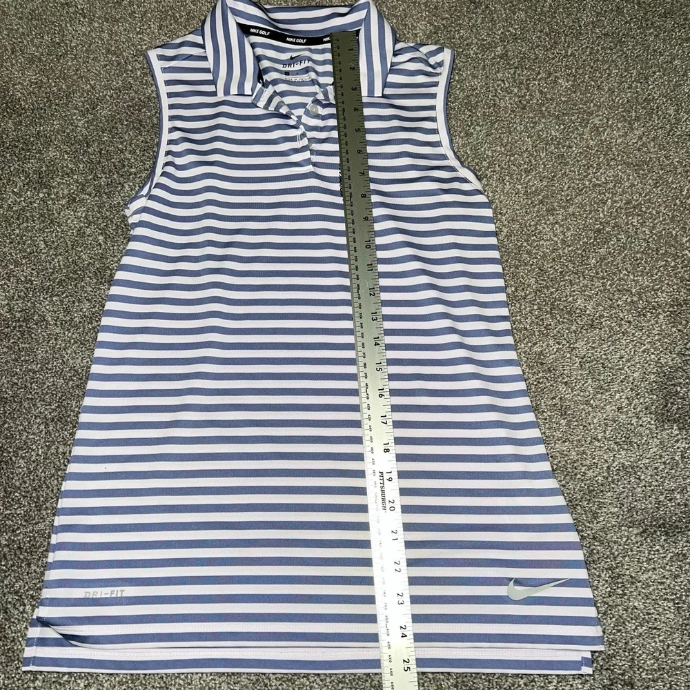 Women's Nike golf shirt tank top size small dri-fit blue and white
